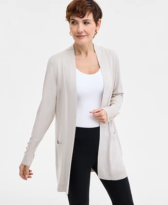 Jm Collection Women's Button-Sleeve Flyaway Cardigan