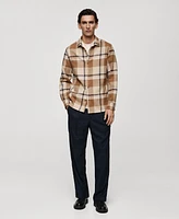 Mango Men's Slim-Fit Cotton Flannel Checked Overshirt