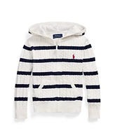 Polo Ralph Lauren Toddler and Little Girls Striped Cotton Hooded Full-Zip Sweater