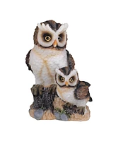 Fc Design "2-pc Set" 4"H Owl with Baby Standing on Tree Trunk Figurine Statue Ornament Home Room Office Decor and Perfect Ideas for Housewarming, Holi