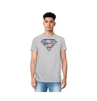 Superman Men's war-torn Flag Short Sleeve Adult Tee / T-Shirt