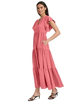 Calvin Klein Women's Split-Neck Tiered Maxi Dress