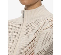 Sanctuary Women's Cotton Half-Zip Open-Knit Sweater