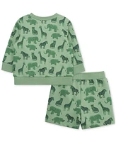 Little Me Baby Boys Safari Cotton Active Sweatshirt & Shorts, 2 Piece Set