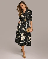 Donna Karan New York Petite Printed Belted Shirtdress