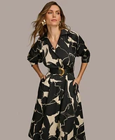 Donna Karan New York Petite Printed Belted Shirtdress