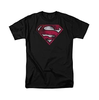 Superman Big & Tall war-torn Shield Short Sleeve Adult Tee / T-Shirt