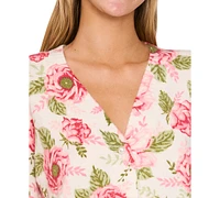 CeCe Women's Peony Floral Pearl-Button Cardigan