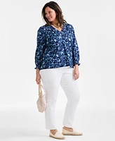 Style & Co Plus Printed V-Neck Top, Exclusively at Macy's