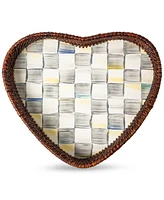 Mackenzie-Childs Sterling Check Rattan Enamel Heart Tray