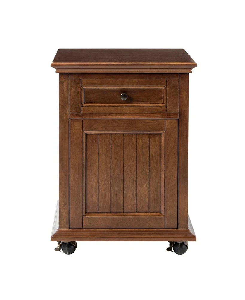 Hulala Home Tasia Traditional End Table with Hooded Caster Wheels and Adjustable Shelves