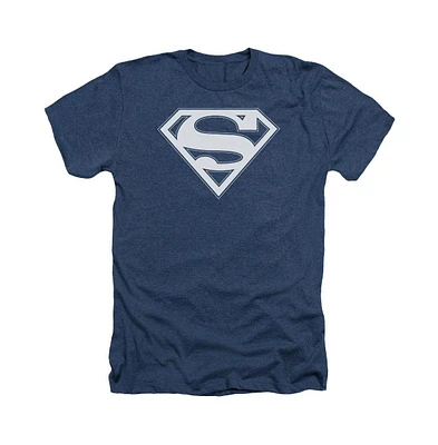 Superman Men's Navy & Shield Adult Heather Tee / T-Shirt