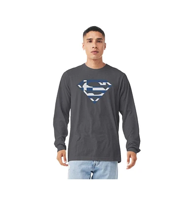 Superman Men's Greek Shield Long Sleeve Adult Tee / T-Shirt