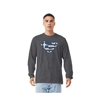 Superman Men's Greek Shield Long Sleeve Adult Tee / T-Shirt