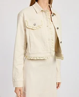 En Saison Women's Gwendolyn Eyelet-Trim Denim Jacket