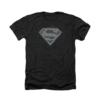 Superman Men's Checkerboard Adult Heather Tee / T-Shirt