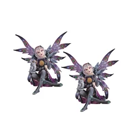 Fc Design "2-pc Set" 6"W Purple Fairy Reading with an Owl Figurine Statue Ornament Home Room Office Decor and Perfect Ideas for Housewarming, Holidays