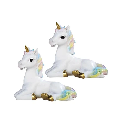 Fc Design "2-pc Set" 6.25"W Lucite Unicorn with Rainbow Mane Figurine Statue Ornament Home Room Office Decor and Perfect Ideas for Housewarming, Holid