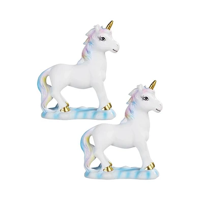 Fc Design "2-pc Set" 6.75"H Lucite Unicorn with Rainbow Mane Figurine Statue Ornament Home Room Office Decor and Perfect Ideas for Housewarming, Holid