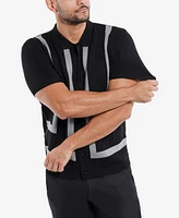 Spring + Mercer Men's Jacquard Short Sleeve Sweater Polo