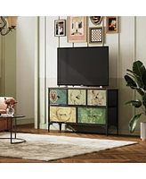 Wlive Dresser for Bedroom with 5 Drawers Wide Chest of Drawers Fabric Dresser Storage Organizer Unit with Fabric Bins for Closet Living Room Hallway F