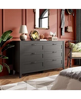 Wlive 6 Drawer Dresser Retro Chest of Drawers with Metal Handle Double Wood Dresser for Bedroom Living Room Large Storage Cabinet