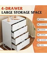 Wlive Dresser for Bedroom with 4 Drawers Nightstand Chest of Tall Sturdy Metal Frame Hallway Living Room Closet