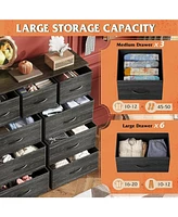 Wlive 9 Drawer Dressers for Bedroom Tall Dresser Closet Living Room Hallway Furniture Organizer Storage Tower with Fabric