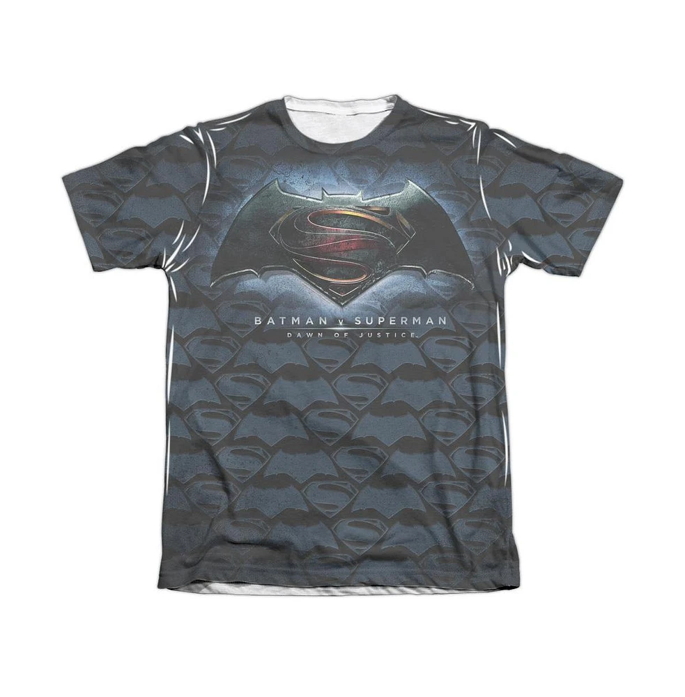 Batman V Superman Men's Logo Pattern Adult Poly/Cotton Short Sleeve Tee / T-Shirt