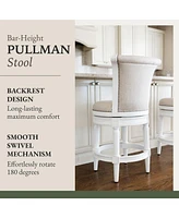 Maven Lane Pullman Wooden Swivel Kitchen Stool, Alabaster White Finish, Set of 2