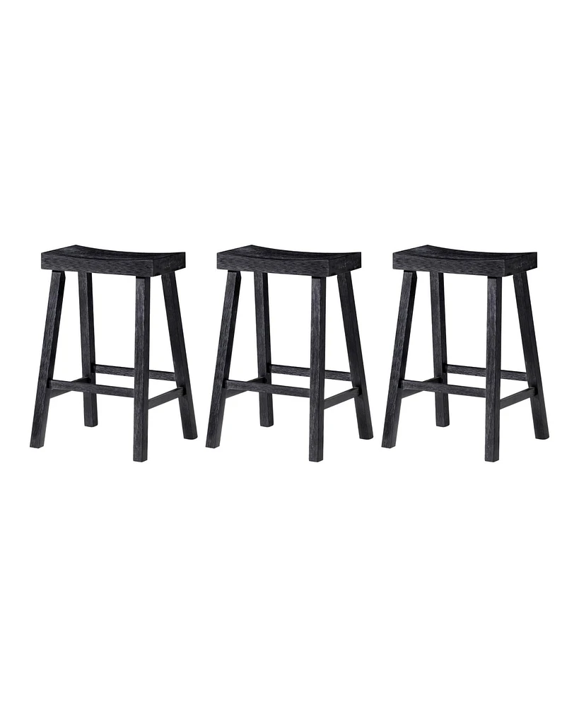 Maven Lane Vincent Wooden Rustic Aesthetic Kitchen Counter Stool, Set of 3