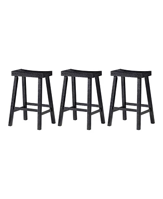 Maven Lane Vincent Wooden Rustic Aesthetic Kitchen Counter Stool, Set of 3