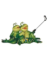 Fc Design "2-pc Set" 9.25"W Lovely Frog Family Taking Picture with Selfie Stick Statue Funny Animal Figurine Statue Ornament Home Room Office Decor an