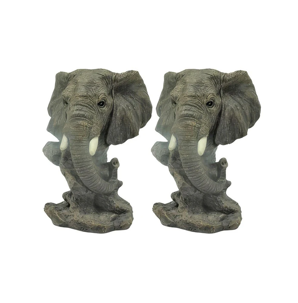 Fc Design "2-pc Set" 5.25"H Elephant Bust Figurine Statue Ornament Home Room Office Decor and Perfect Ideas for Housewarming, Holidays and Birthdays