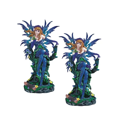 Fc Design "2-pc Set" 12"H Blue Spring Fairy Figurine Statue Ornament Home Room Office Decor and Perfect Ideas for Housewarming, Holidays and Birthdays