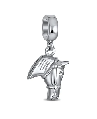 Bling Jewelry Equestrian Horse Dangle Charm Bead Sterling Silver for European Bracelet