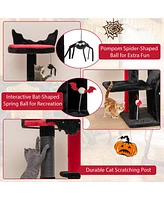 Gymax 6-Tier Gothic Cat Tree 53'' Tall Cat Tower w/ Cat Bed Arch-Shaped Condo Pompom