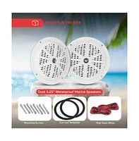 Pyle 5.25-Inch Marine Component Speakers, 100 Watts, White