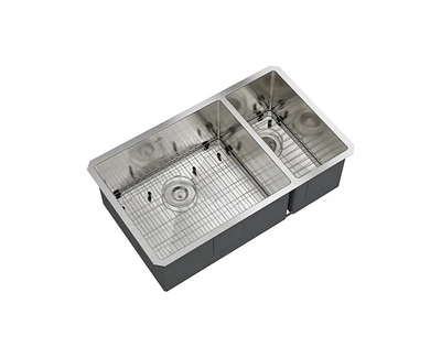 Casainc 32inch L x 19inch W Double Basin Undermount Kitchen Sink with Accessories