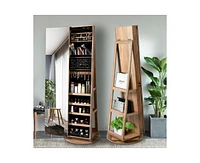 Vlsrka 360° Swivel Free-Standing Jewelry Armoire Cabinet with Mirror