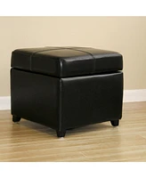 Baxton Studio Black Full Leather Storage Cube Ottoman