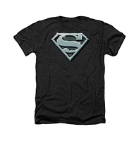 Superman Mens Chrome Shield Adult Heather Tee / T-Shirt