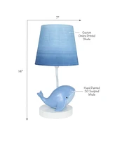 Lambs & Ivy Bubbles & Squirt Hand Painted Whale Lamp with Blue Shade and Bulb