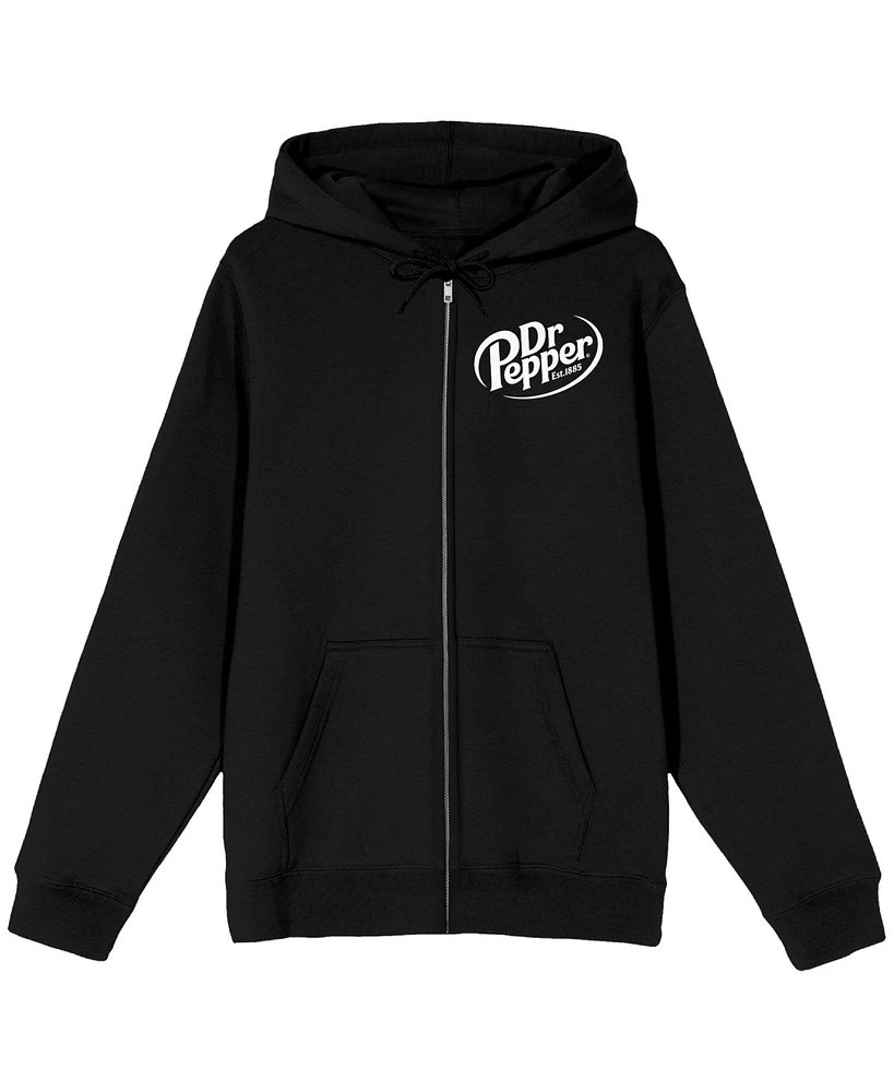 Dr. Pepper Men's Have One For The Road Long Sleeve Black Zip-Up Hooded Sweatshirt-xl