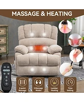 Boyel Living 23" Seat Width and High Back Large Chenille Power Lift Recliner Chair with 8-Point Vibration Massage Lumbar Heating
