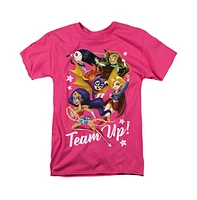 Dc Superhero Girls Men's Comics Team Up Short Sleeve Adult Tee / T-Shirt