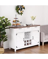 gaomon 48" Coffee Wine Bar Cabinet with 3 Drawers