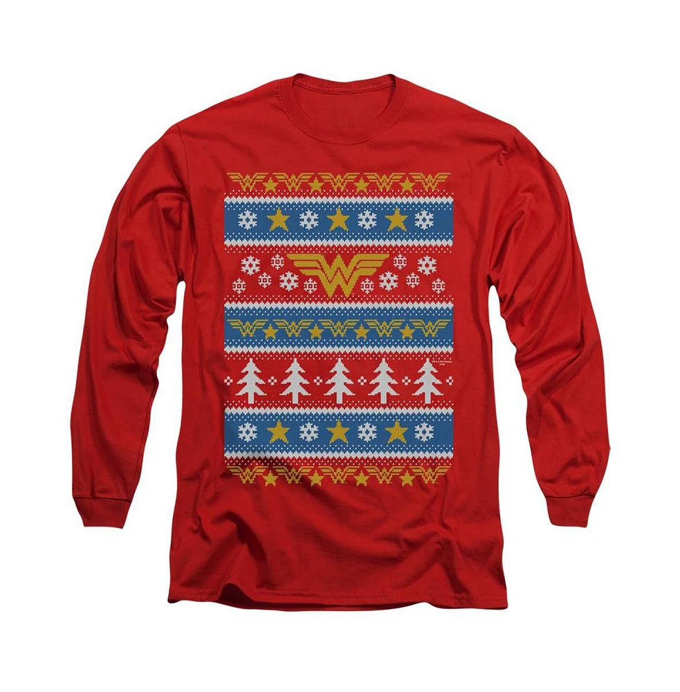 Dc Wonder Woman Men's Comics Christmas Sweater Long Sleeve Adult Tee / T-Shirt