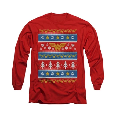 Dc Wonder Woman Men's Comics Christmas Sweater Long Sleeve Adult Tee / T-Shirt