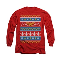 Dc Wonder Woman Men's Comics Christmas Sweater Long Sleeve Adult Tee / T-Shirt